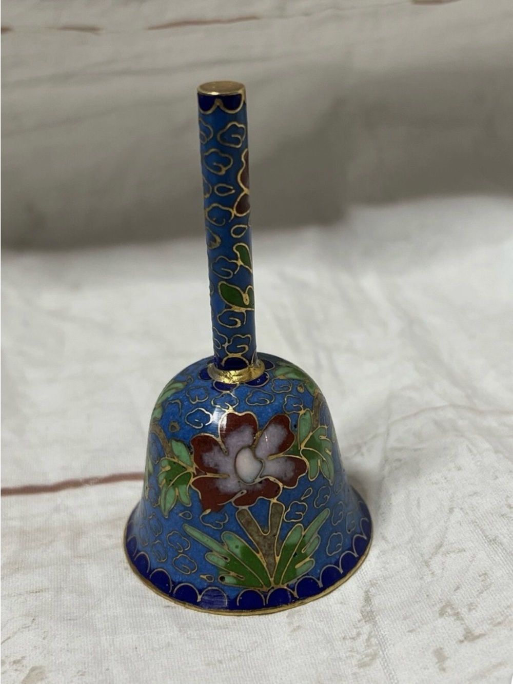 VINTAGE CLOISONNE ENAMEL FLORAL BELL 3 HIGH BEAUTIFUL DESIGN